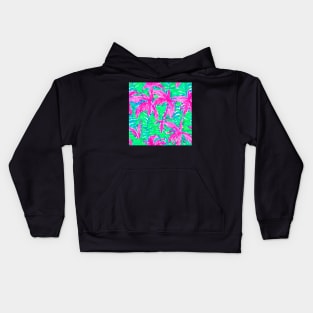 Pink palms tropical forest watercolor seamless pattern Kids Hoodie